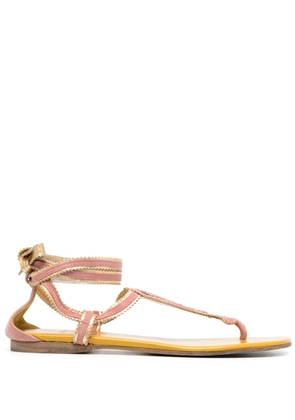Hermès Pre-Owned 2000s lace-up flat sandals - Pink