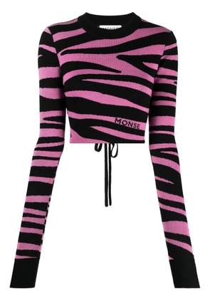 Monse zebra-knit cropped jumper - Pink