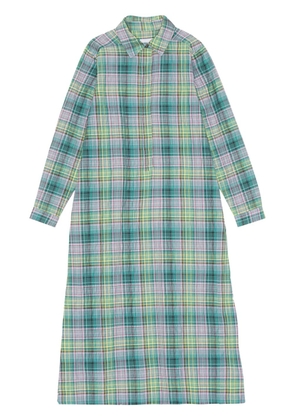 GANNI check-pattern seersucker shirt dress - Blue
