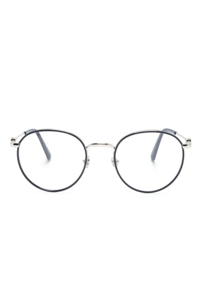 Moncler Eyewear logo-plaque round-frame glasses - Blue