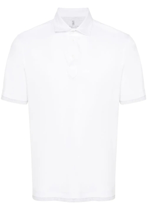 Brunello Cucinelli contrasting-trim cotton polo shirt - White