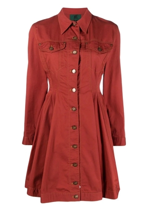 Jean Paul Gaultier Pre-Owned 1989 logo-button denim dress - Red