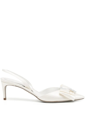 René Caovilla 65mm bow-detail leather pumps - White