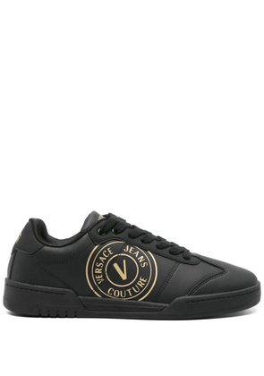 Versace Jeans Couture logo-print leather sneakers - Black