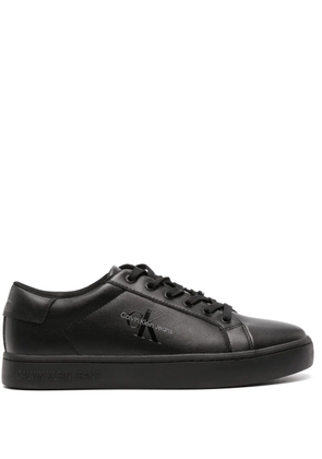 Calvin Klein Jeans logo-embossed leather sneakers - Black