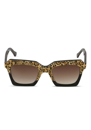 Kador Kallima leopard-print geometric sunglasses - Brown