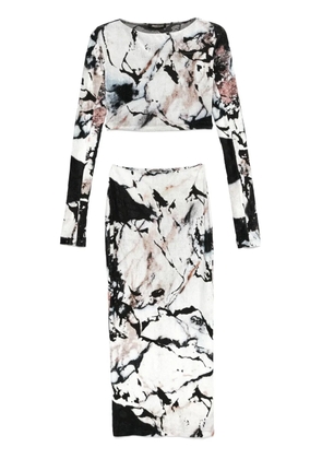 Roberto Cavalli marble-print skirt set - Neutrals