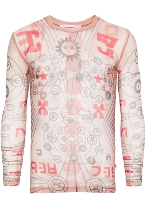 Walter Van Beirendonck graphic-print mesh top - Neutrals
