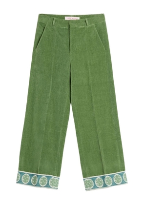 Valentino Garavani jacquard-hem velvet trousers - Green