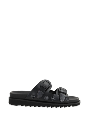 Toga Virilis decorative studs buckle leather sandals - Black
