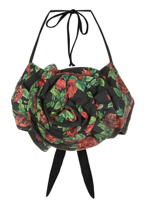Amir Slama floral-appliqué crop top - Black