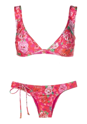 Amir Slama geometric rose-print bikini - Pink