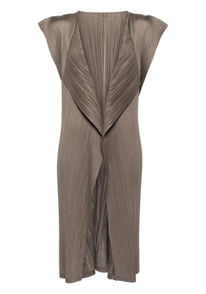 Pleats Please Issey Miyake plissé satin cardigan - Brown