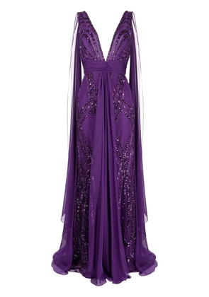 Zuhair Murad beaded silk blend gown - Purple