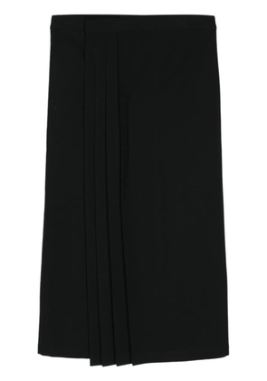 Yohji Yamamoto pleated wool midi skirt - Black