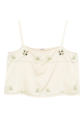 BODE floral-embroidered tank top - Neutrals