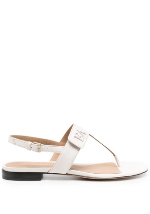 Emporio Armani logo-plaque leather sandals - Neutrals