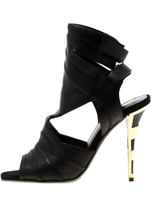 Balmain Pre-Owned 105mm cut-out leather sandals - Black