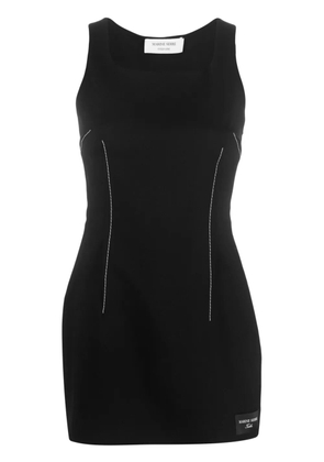 Marine Serre decorative-stitching virgin wool minidress - Black