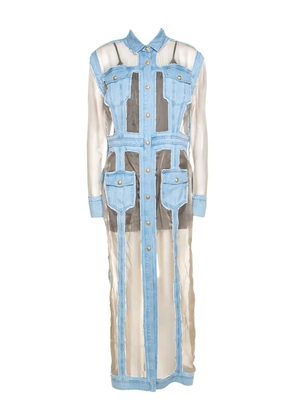 Balmain Pre-Owned denim maxi dress - Neutrals