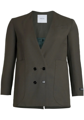 Patou collarless double-breasted blazer - Green