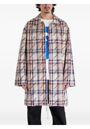 A BATHING APE® logo-check pattern coat - Neutrals