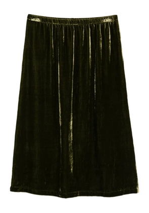 LAURA-URBINATI elasticated-waist velour midi skirt - Green