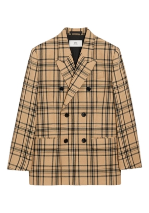 AMI Paris checked double-breasted blazer - Neutrals