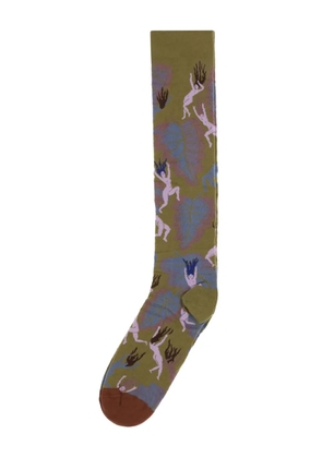 La Maison leaf-print socks - Green