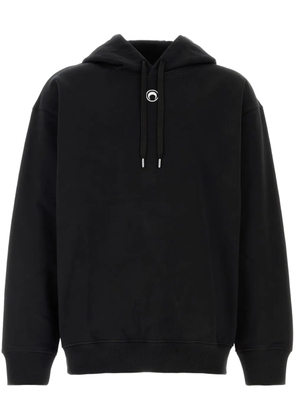 Marine Serre embroidered logo hoodie - Black