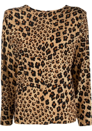 Saint Laurent Pre-Owned 1990s leopard-print silk top - Neutrals