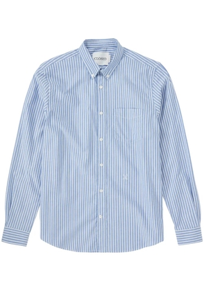 Closed striped cotton shirt - Blue