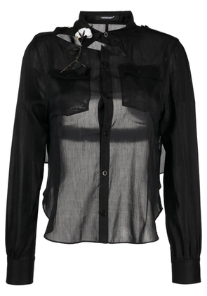 Undercover cut-out detailing cotton blend shirt - Black