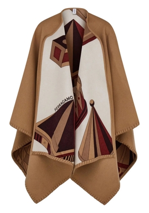 Ferragamo Nadir-print reversible cape - Red