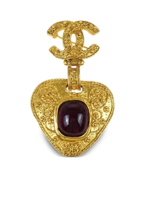 CHANEL Pre-Owned 1994 heart-shaped gripoix brooch - Gold