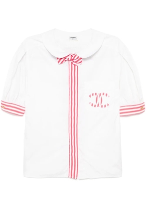 CHANEL Pre-Owned 1990-2000s striped short-sleeves shirt - White