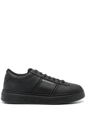 Emporio Armani logo-print leather sneakers - Black