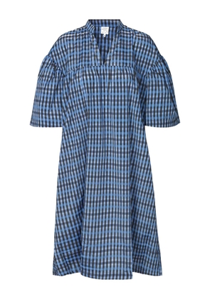 Baum Und Pferdgarten Aslau gingham puff-sleeve midi dress - Blue