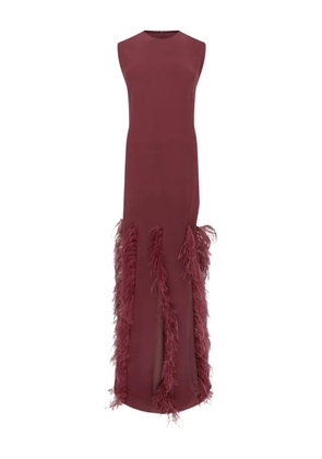 16Arlington Lett feather-trim maxi dress - Red