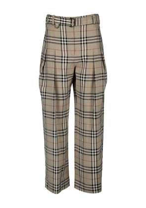 Burberry Check pleated trousers - Neutrals