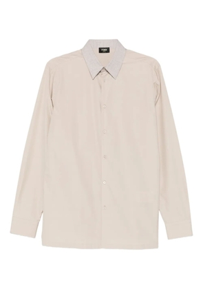 FENDI striped-collar cotton shirt - Neutrals