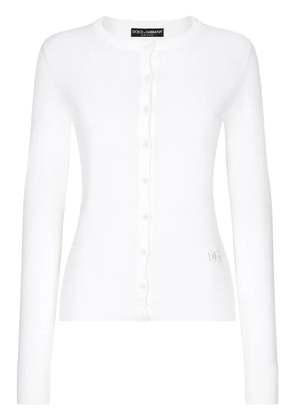 Dolce & Gabbana DG-embroidered fine-knit cardigan - White