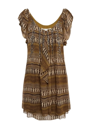 Diane Von Furstenberg Vintage embellished patterned mini dress - Brown