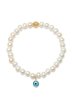 Nialaya Jewelry evil eye-charm pearl bracelet - Blue