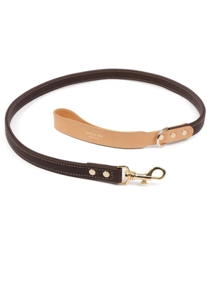 Sporty & Rich logo-stamp leather dog leash - Brown
