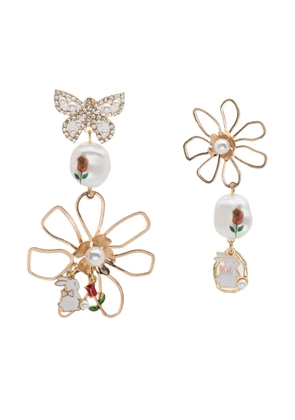 Amir Slama Bijoux flower bunny-motif drop earrings - Neutrals