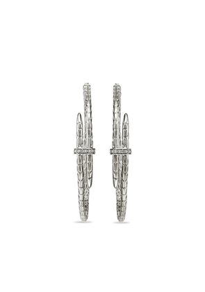 John Hardy sterling silver large Spear diamond hoop earrings