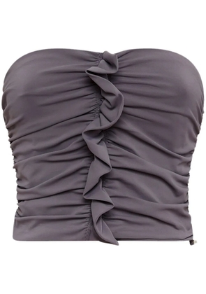 The Attico ruffled strapless top - Grey