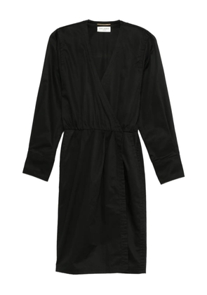 Saint Laurent Pre-Owned wrap-design midi dress - Black