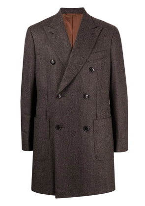 Luciano Barbera houndstooth-pattern wool coat - Brown